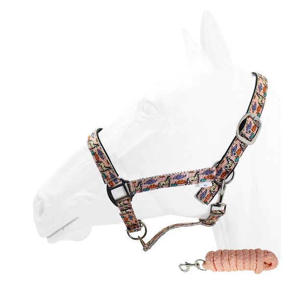 EquiStyle Floral Horse Print Halter with Lead