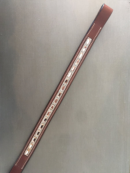 Brown Diamante Browband Pink