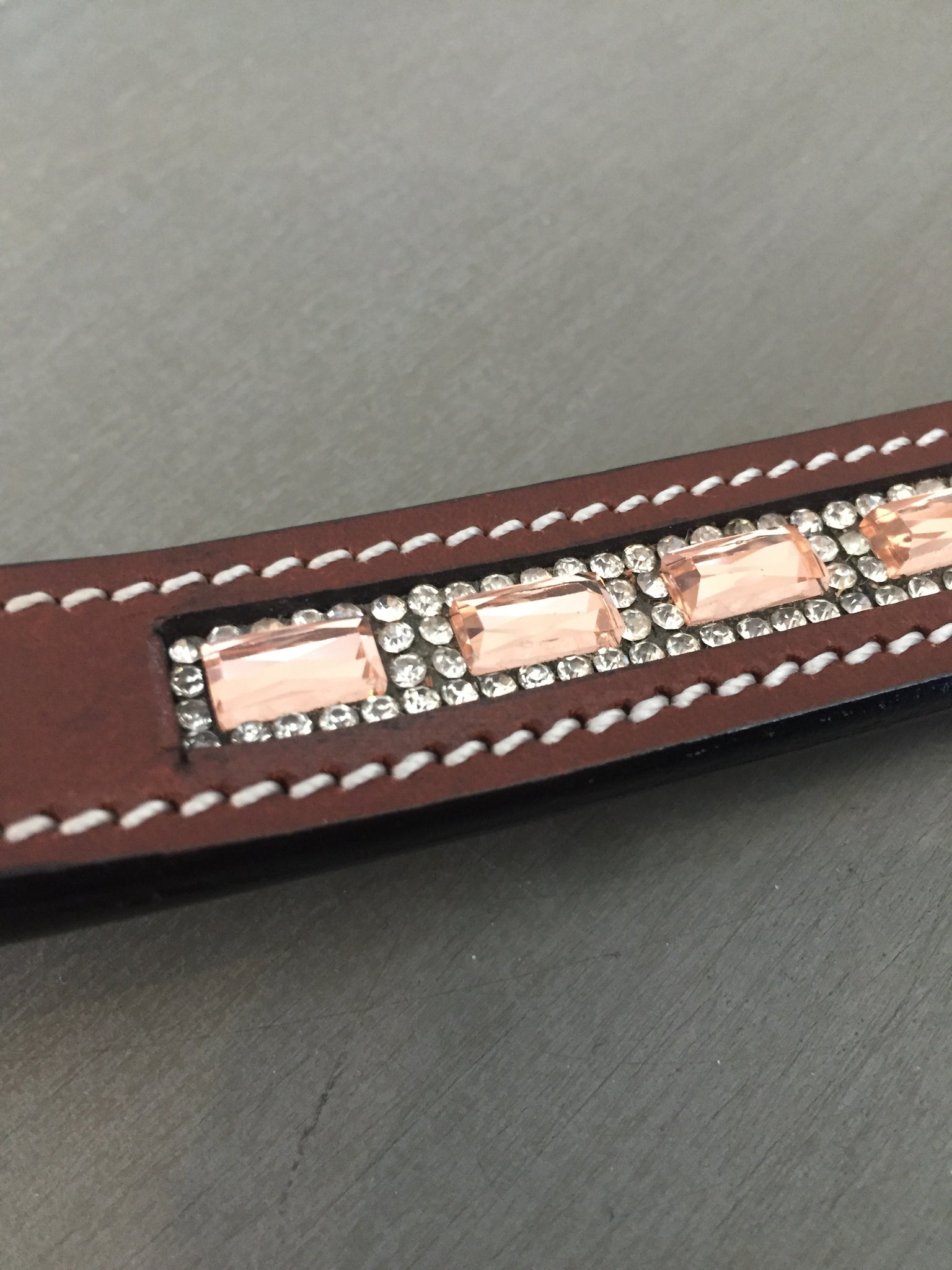 Brown Diamante Browband Pink