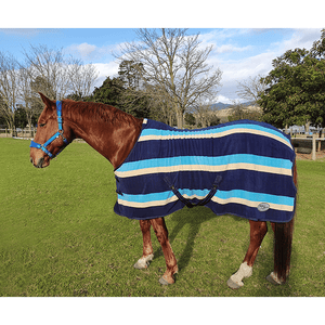 Fleece Blanket with Navy Stripes