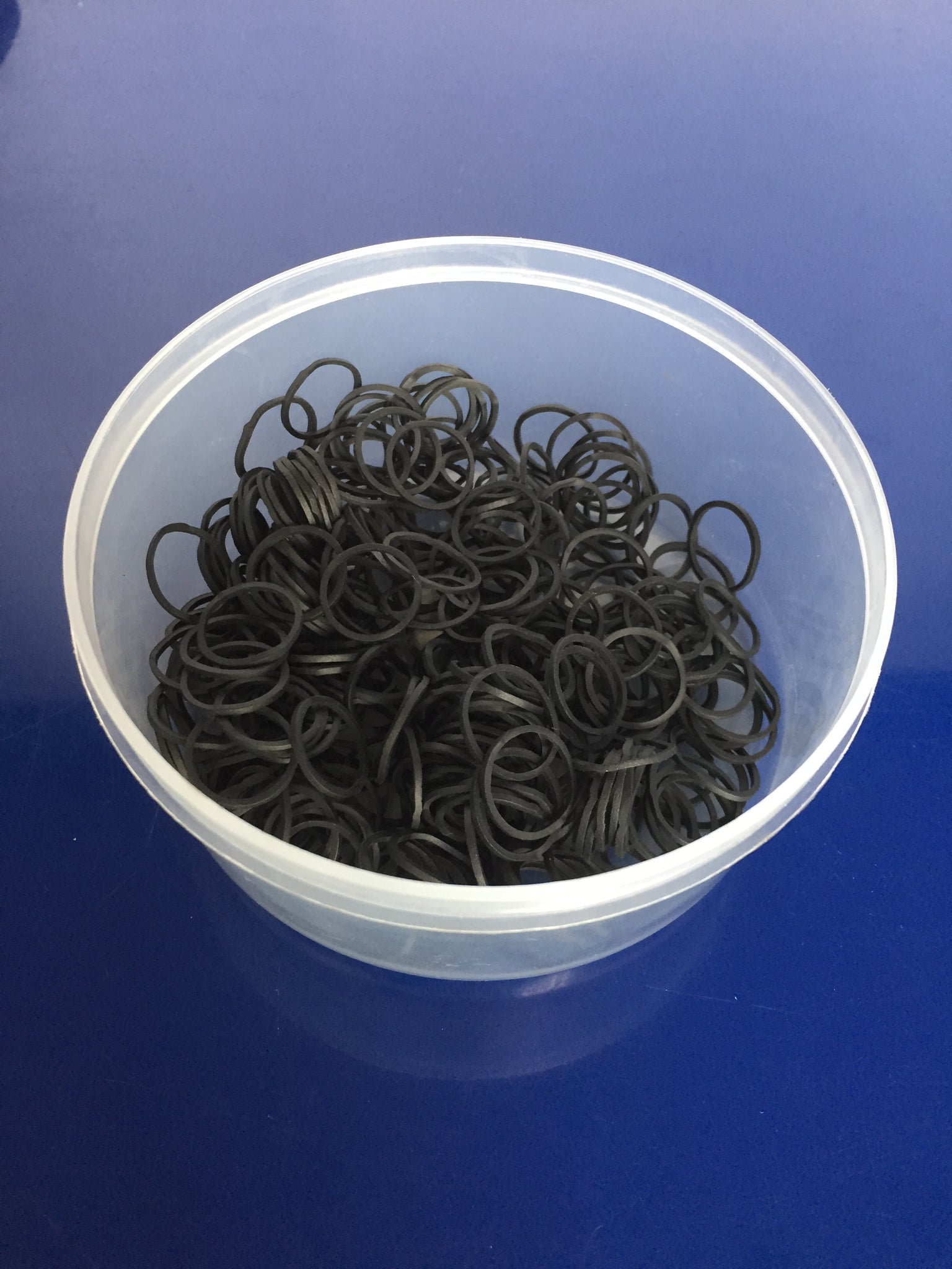 Rubber Plaiting Elastics in Tub
